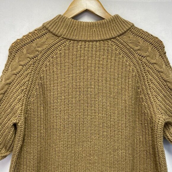 J.Crew Azra Cable Knit Pullover Sweater Women Medium Tan Mock Neck Wool Blend - Picture 14 of 16